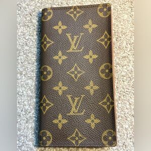 Auth Louis Vuitton monogram long bifold wallet